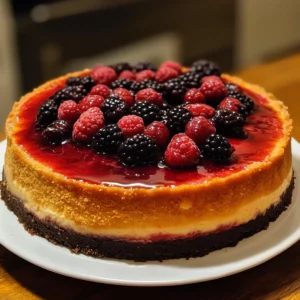 New York Style Baked Cheesecake with Berry Topping